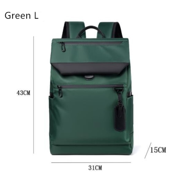 Vanntett laptop-ryggsekk for menn Business-ryggsekk Urban menns-ryggsekk Green L