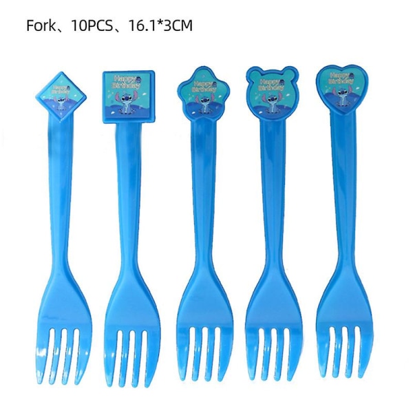 Lilo & Stitch -teema Syntymäpäiväjuhlakoristeet Lasten Lelu Lahja Lateksi Alumiiniofolio Ilmapallo Kertakäyttöiset Astiat Tapahtumatarvikkeet Fork - 10pcs