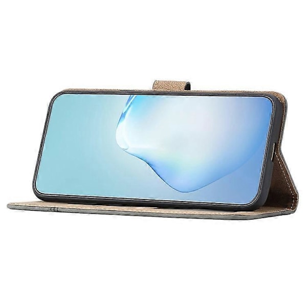 Kompatibel til Oppo A79 5G Linjer Præget Mobiltelefon Etui Foldbart Stativ PU Læder Cover Red
