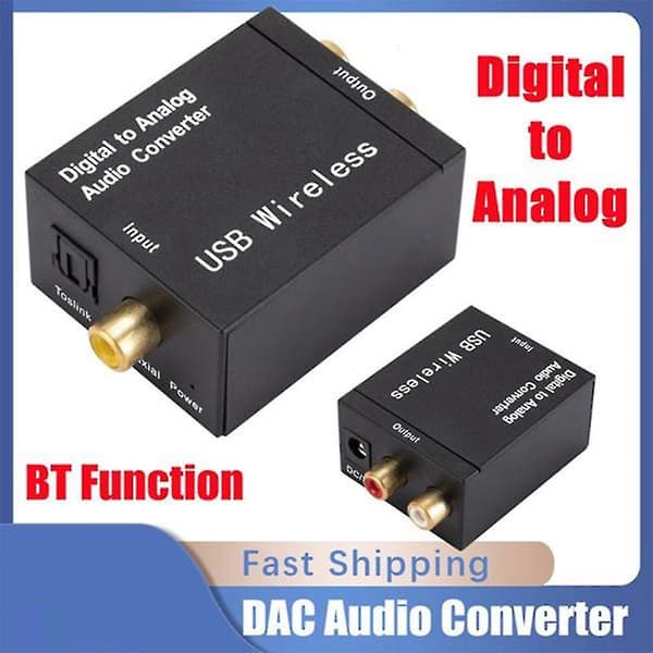 Digital til analog lydkonverter med Bluetooth-støtte, optisk fiber koaksial til RCA R/L audiodekoder