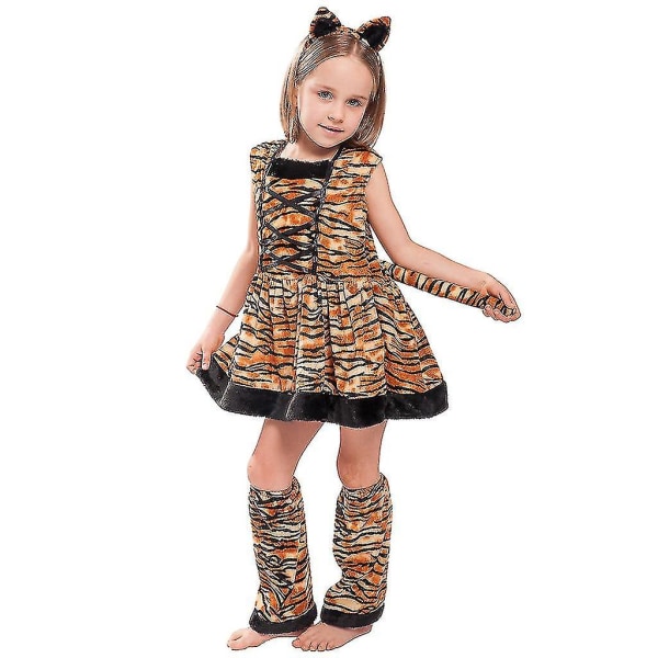 Snabb leverans S-xl Girls Halloween Purim Tiger Girl Cosplay Kostymer L
