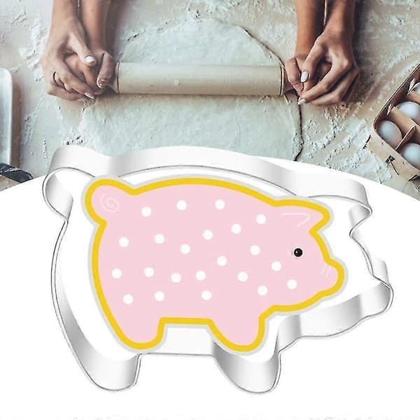 1 sæt småkageudstikkere Svineform DIY rustfrit stål søde wienerbrødsforme til fest