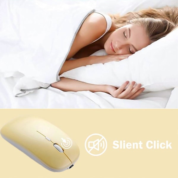 Trådlös Bluetooth USB C Mus, Gul, Unisex, 3 Justerbara DPI, Ergonomisk Design, Uppladdningsbar, 10m Räckvidd