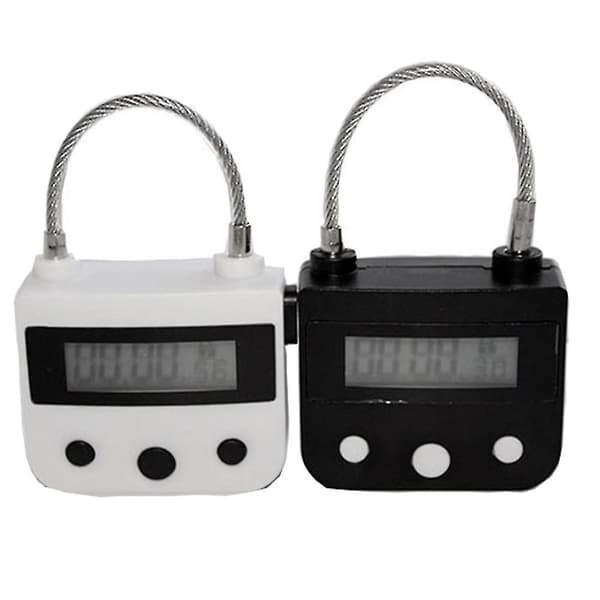 Metal Timer Lås USB LCD Display Metal Elektronisk Genopladelig Timer Multifunktions Hængelås Hvid
