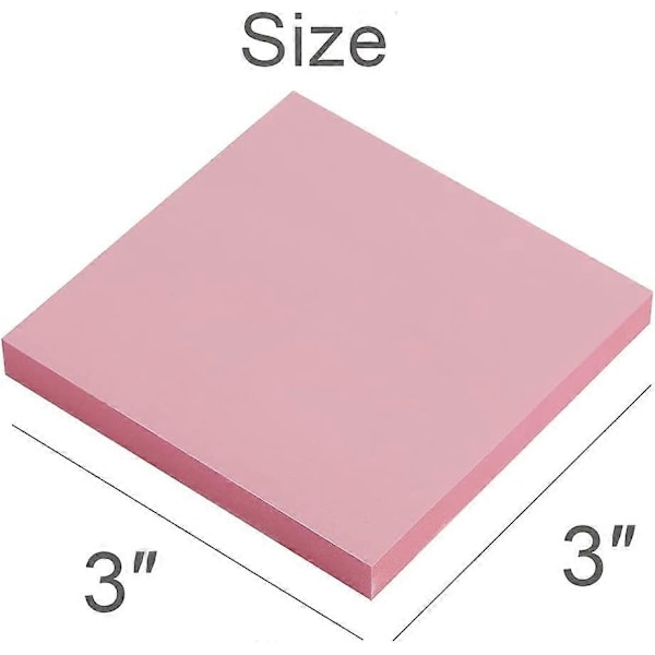 Självhäftande lappar 7,6 x 7,6 cm, Ljusrosa självhäftande block, enkla att sätta upp för hem, kontor, anteckningsbok, 8 block/förpackning