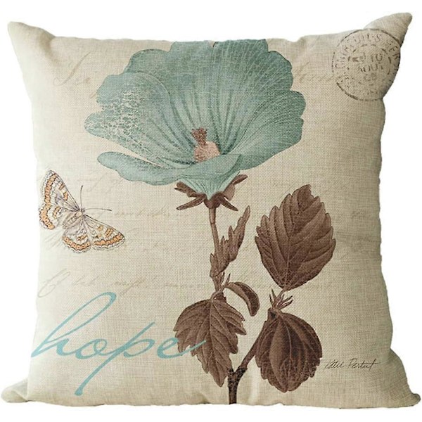 Country Style Sæt med 4 Pyntepudebetræk Dekorativ Rose Blomst Linned Pudebetræk til Stue Soveværelse Sofa Seng Pudebetræk Kun (RoseSæt, 18\"x18\")