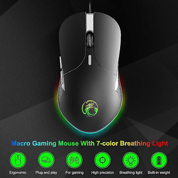 iMICE X6 Trådbunden Gamingmus 6400DPI Optisk USB Spelmus För Dator Laptop