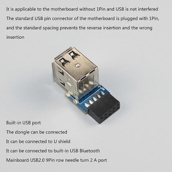 Desktop Motherboard USB-stik 9-pin til Dobbelt USB2.0 Port Frontpaneladapter