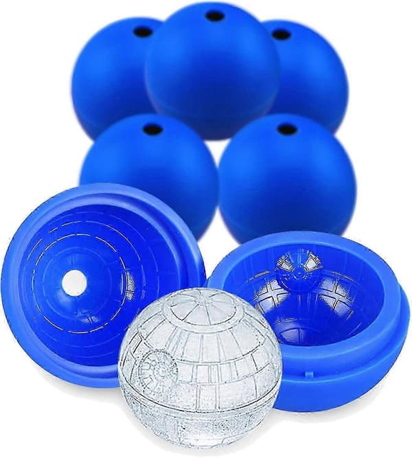 Dödsstjärnan Isbitsform 6-pack Silikon Star Wars Isformar Sfär Stor Isbollsmaskin för Whiskey, Bourbon Cola (6)