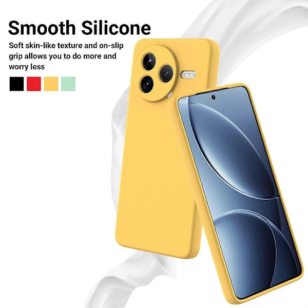 Kompatibel med Xiaomi Poco F7 Pro 5G / Redmi K80 5G Cover Flydende Silikone Telefon Bagside Cover med Håndrem Yellow