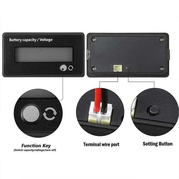 DC Batterimåler Batteriovervåkere, Voltmeter, DC 12V -72V (Grønt Lys)