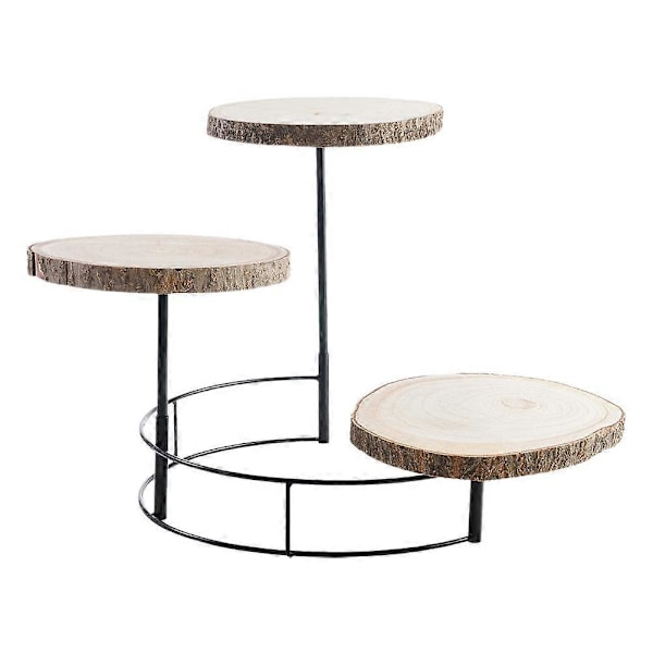Træ Kageopsats 3 Etager Serveringsfad Dessert Stand