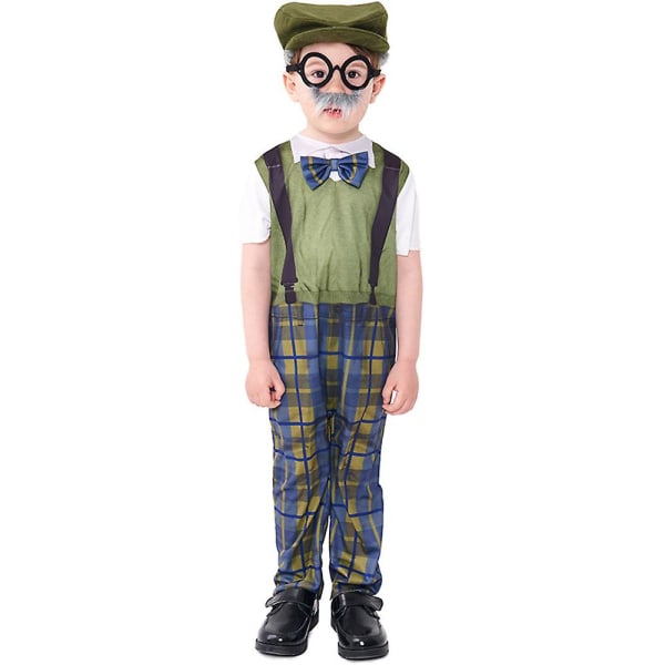 Kids Boy Grandpa Cosplay-asu 100 Days of School Halloween Old Man -asu S