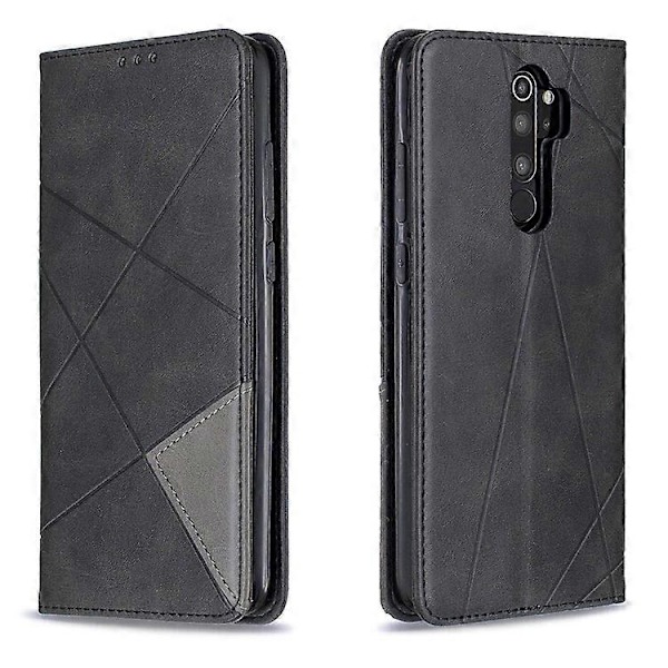 Geometriskt Mönster Ställ Läder Korthållare Fodral Kompatibelt För Xiaomi Redmi Note 8 Pro Black