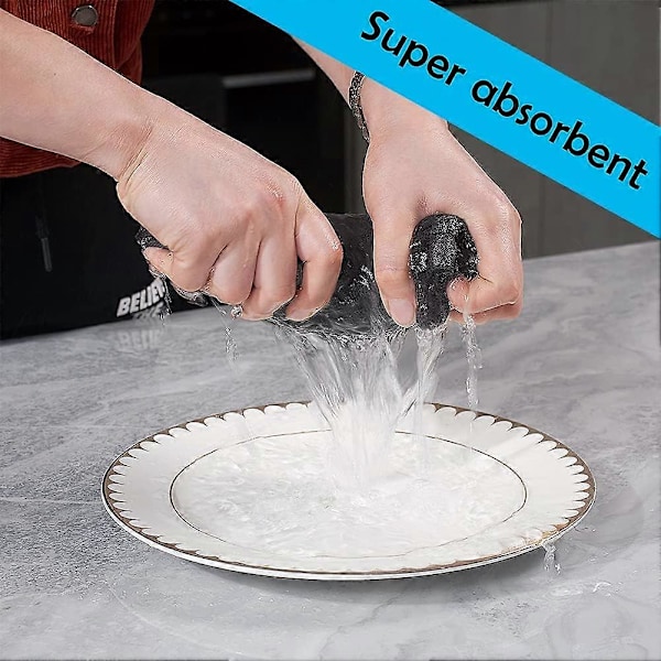 8-pak Køkkenviskestykker, 100% Bomulds Viskestykker, Super Bløde, Super Absorberende og Hurtigtørrende Anti Lugt, Tørring af Service (Grå)