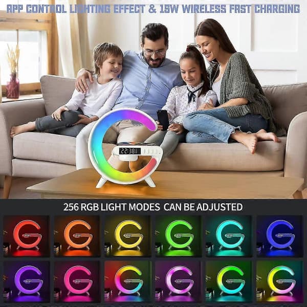 4-i-1 G Form Bluetooth Højttaler med RGB Lys Ur G63
