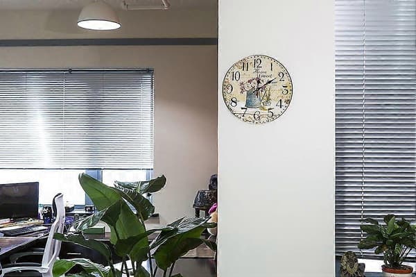 Hem 12-tums träväggklocka - Tyst lantlig stil