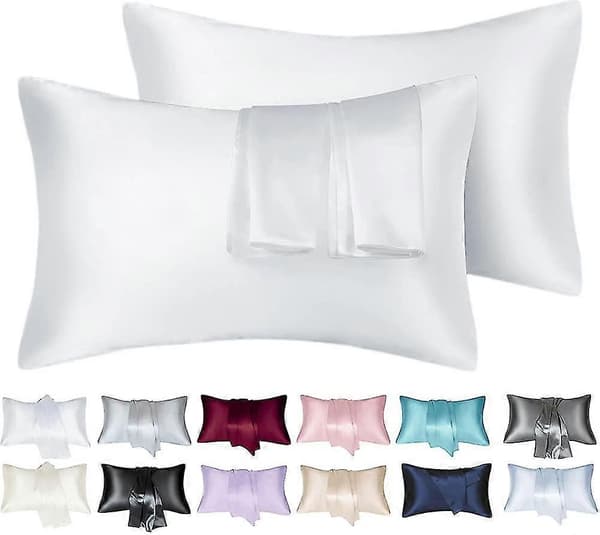 2-pak satinpudebetræk, Queen Size blød ensfarvet mikrofiber silke