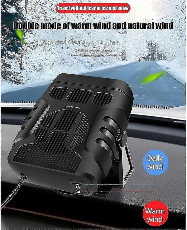 Bilvarmer Defroster 12v 120w/24v 200w Bærbar Vindusvifte
