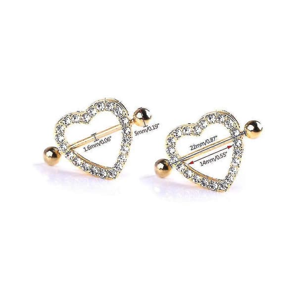 To-lags Nippel Piercing Barbell Hjerte Nippelringe Til Rhinestone Nippel Stud Bedst