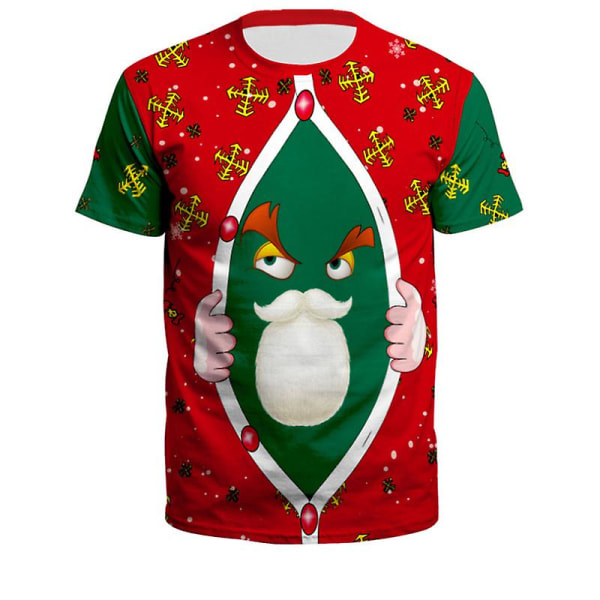 Jul Kvinnor Män 3d Print Kortärmad T-shirt Xmas Party Crew Neck Nyhet Tee Shirts Casual Toppar Present style 13 S