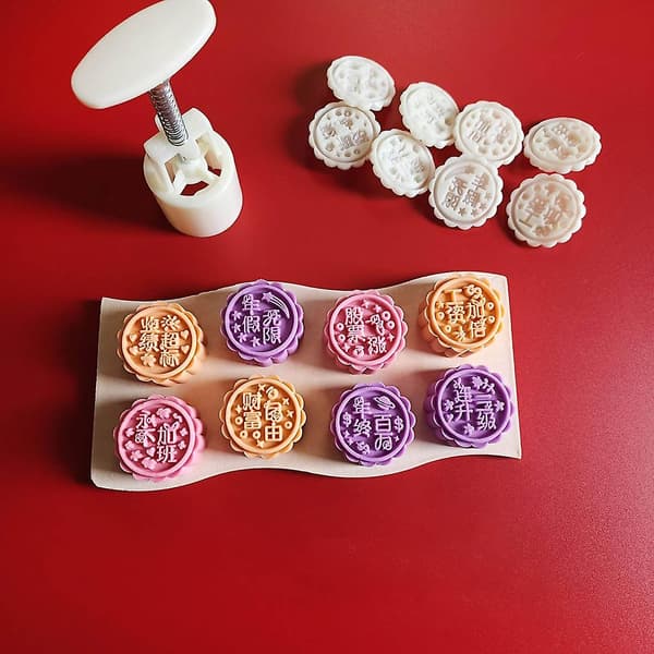 Månkakformar med 8 stämplar Baktillbehör Köksverktyg Plastmaterial