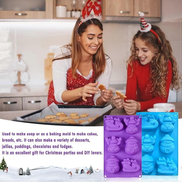 Julebakeform, 2 stk. Jule Silikonform DIY, Julefondantformer, DIY Juleform, Jule Silikonformer, for Såpe, Sjokolade, C