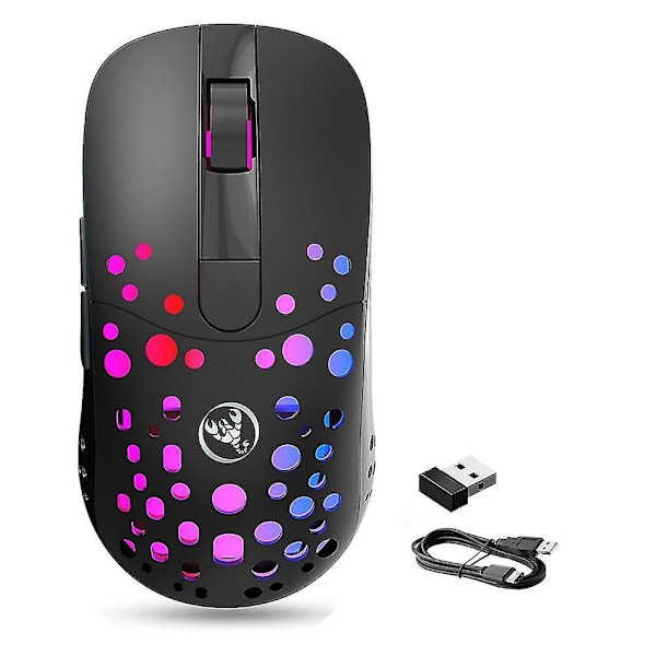 T100 Trådbunden Trådlös Mus 2.4g Dubbellägesmus RGB Ljusavgivande 6D Programmerbar Mus För Dator Laptop