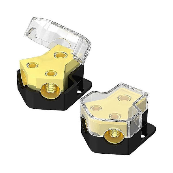 12v Strømfordelingsblok Bil Audio Splitter 2 Vejs 0/2/4 Gauge Ind 4/6/8 Gauge Ud Jord Distrib Y