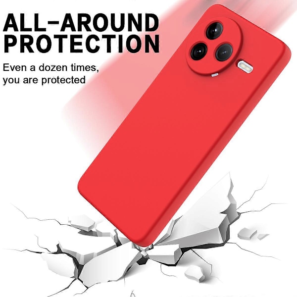 Kompatibel med Xiaomi Poco F7 Pro 5G / Redmi K80 5G Cover Flydende Silikone Telefon Bagside Cover med Håndrem Red