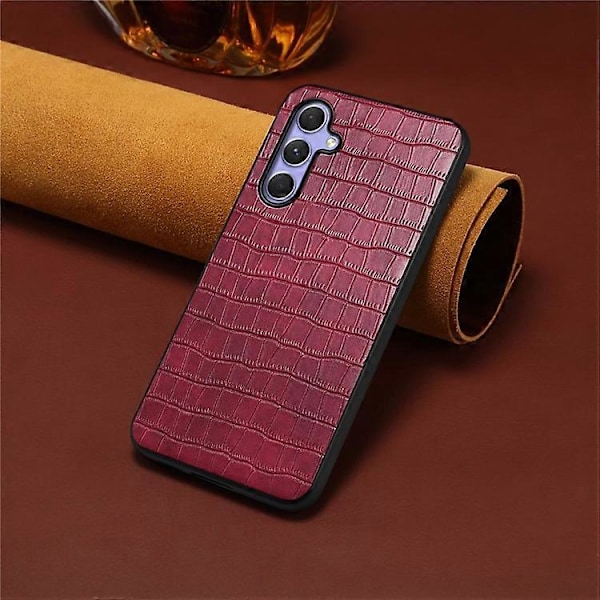 Kompatibel med Samsung Galaxy A55 5G Beskyttelsesetuier Krokodille-tekstureret Hybrid Telefoncover Red