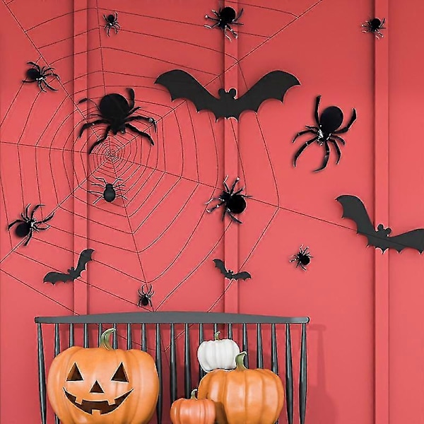 Seinätarra, pitkäikäinen, repeytymätön, helppo asentaa, kulutusta kestävä, huomiota herättävä, juhlava koriste, värinkestävä Halloween-koriste 3D musta seinä S
