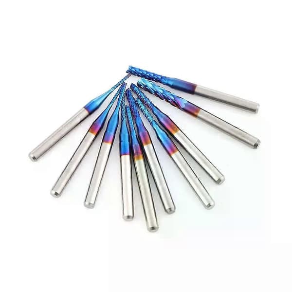 08-3175mm Slipe Gravering Kutting Blå Titanium Belagt Fresekutter Endefres Karbid Eggkutter