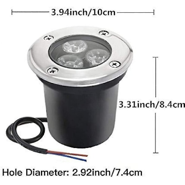 3W LED maavalaisin, maanalainen polkuvalaisin, AC85-265V 350lm maisema koristevalo, IP67