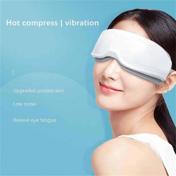 Elektrisk Tryk Termisk Vibration Øjenmassager Øjenvarmer Bærbar Rejse Usb Genopladelig White