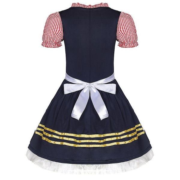 Fraulein Carnival Dirndl Oktoberfest Kostym Klassisk Beerfest Krogklubbar Wench Servitris Cosplay Fancy festklänning Navy M