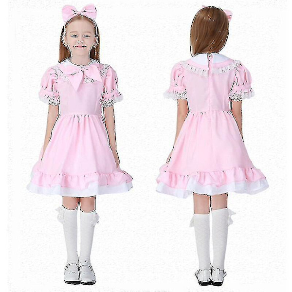 Snabb leverans 3-15 år Barn Flickor Alice Maid Cosplay Karnevalsdräkt Barn Fancy Dress Halloween Alice In Wonderland Kostym black XXL
