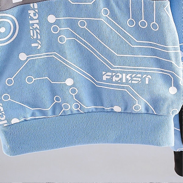 Pullover-sweatshirtsæt til drenge med bogstavprint, blødt, hudvenligt, miljøvenligt 2-delt sæt til hverdagsbrug udendørs, blå, 120 cm/47,2 tommer