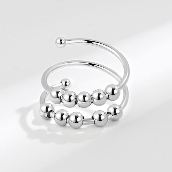 Anti-stress Ring Dobbel Justerbar Kobber Platinum Sølv