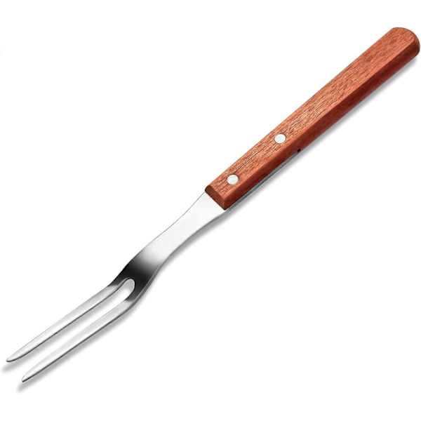 Grillgaffel, Rostfritt stål/Trä, Silver/Brun