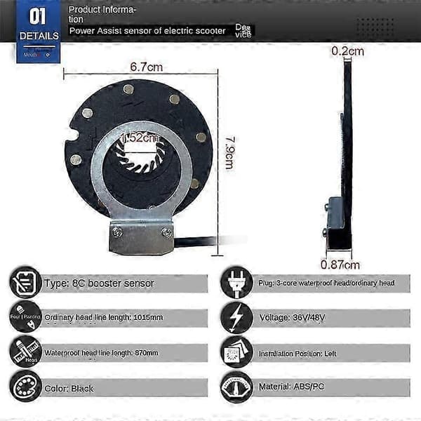Elektrisk Cykel Pedal PAS System Assistent Sensor 8 Magneter Hastighetssensor Ebike Tillbehör Delar