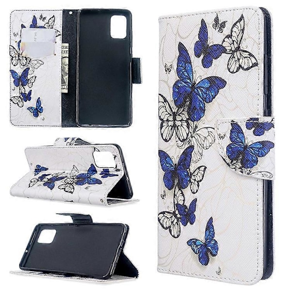 Mönstertryckt Plånbok Läder Flip Fodral Kompatibelt För Samsung Galaxy A51 Blue