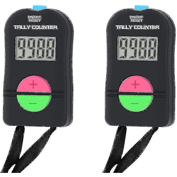 2 stk. Elektronisk Teller, Digital Håndteller Elektronisk Ker Med Snor Legg Til Trekk Fra