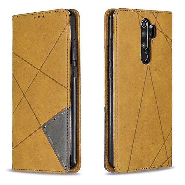 Geometriskt Mönster Ställ Läder Korthållare Fodral Kompatibelt För Xiaomi Redmi Note 8 Pro Yellow