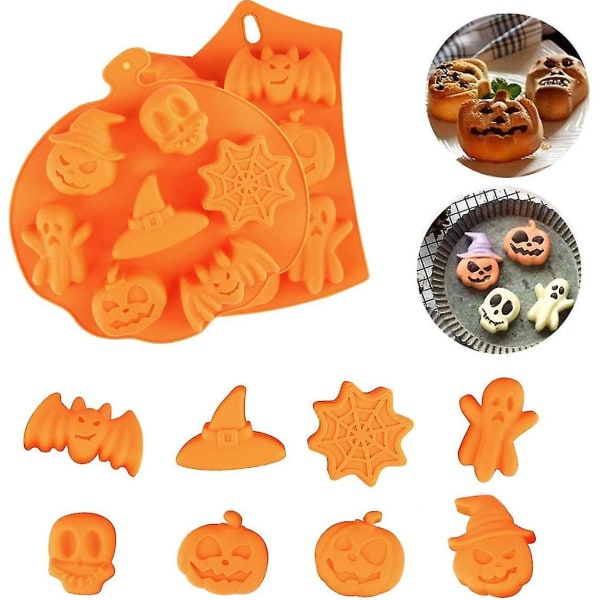 Moule En Silicone Halloween, Moule Gteau Fondant, Moule En Silicone De Cuisson, Forme De Fantme De Crne De Chauve-souris Citrouille, Peut Tre Utilis