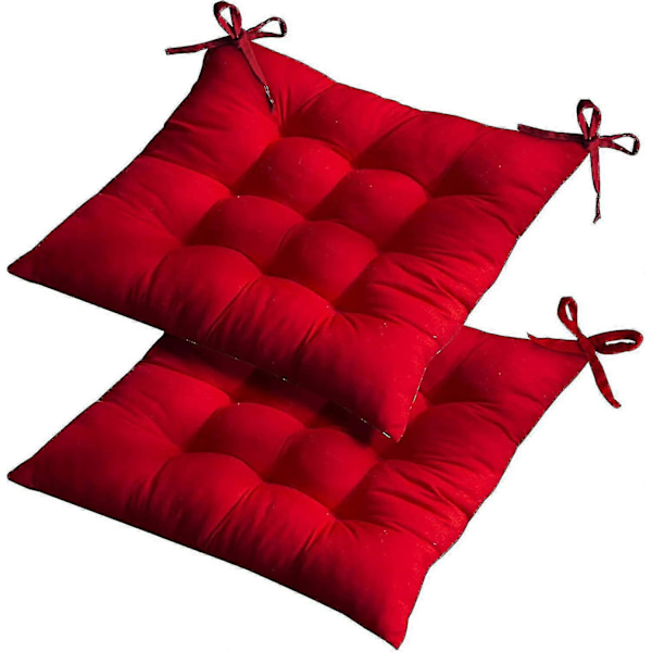 Sittdynor för matstolar, 2-pack 40x40cm Röd Tjock-ZZY