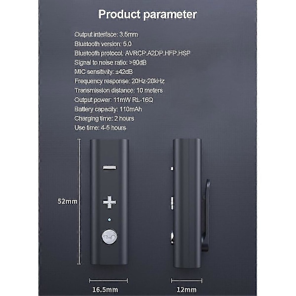 Trådløs Bluetooth Jack Audiomodtager Bluetooth 5.0 Modtager 3,5 mm AUX Adapter til Bil Hovedtelefoner S