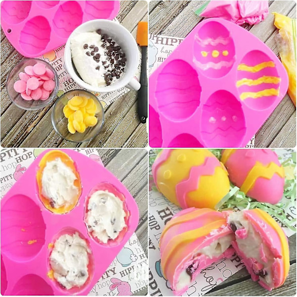 2 Pak Easter Æg Silikoneforme, 6 Hulrum Søde Easter Æg Form Silikone Slikform Bakke Til Easter Chokolade, Fest Jelly, Isterninger