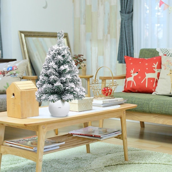 Mini Joulukuusi Keinotekoinen Flocked Snow Pöytä joulukuusen koristeena 60cm