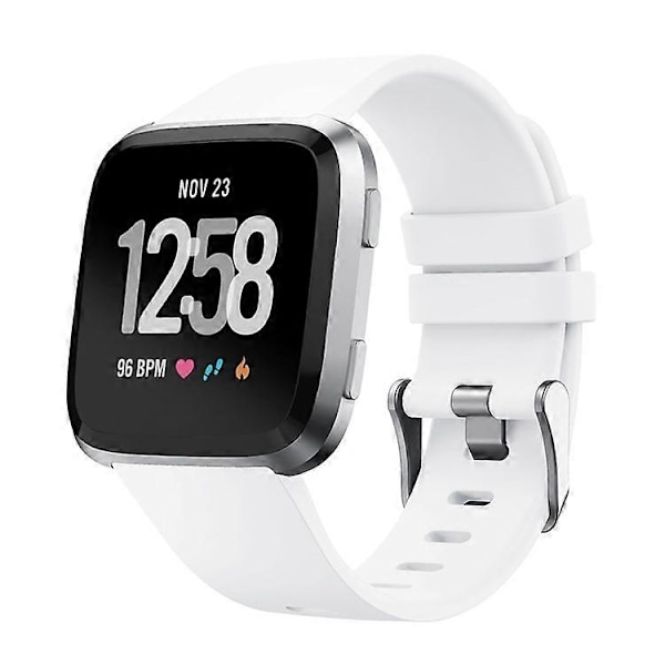 Silikone Smart Watch Rem [Stor Størrelse] Kompatibel med Fitbit Versa Lite/Versa/Versa 2 White